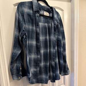 Lucky Brand Womens XL Blue and Green Plaid Flannel Button Down Shirt